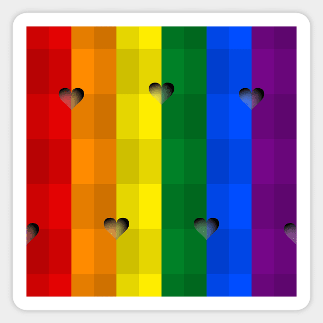 LGBTI flag colors seamless pattern (stripes and hearts) Sticker by ojovago